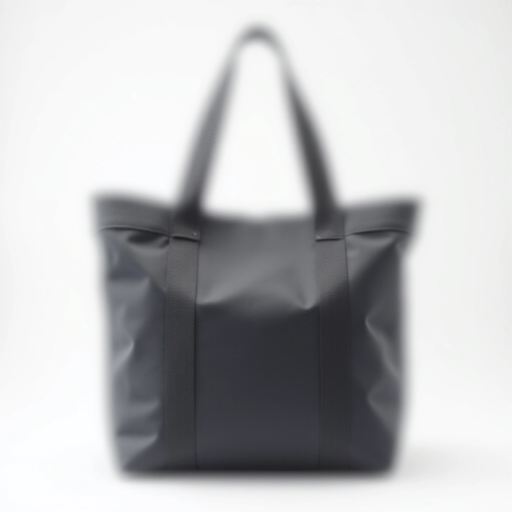 Charcoal grey tote bag with reinforced handles displayed on white background, professional product photography showing all stitching details